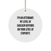Funny Attendant Gifts, Circle Ornament with Sarcasm Quote, 'Gifts from Family to Attendant' for Christmas - Image 1
